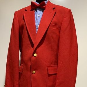 Red STAFFORD blazer jacket gold buttons